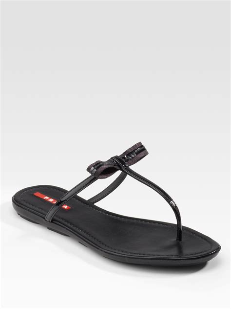 reworked prada thong|Prada Patent Thong Sandal, Black .